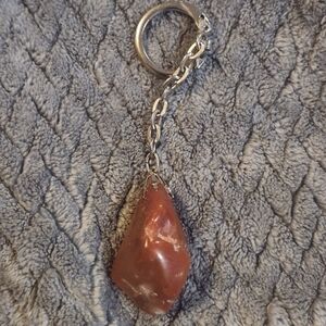 Polished Red-Brown Stone Keychain
